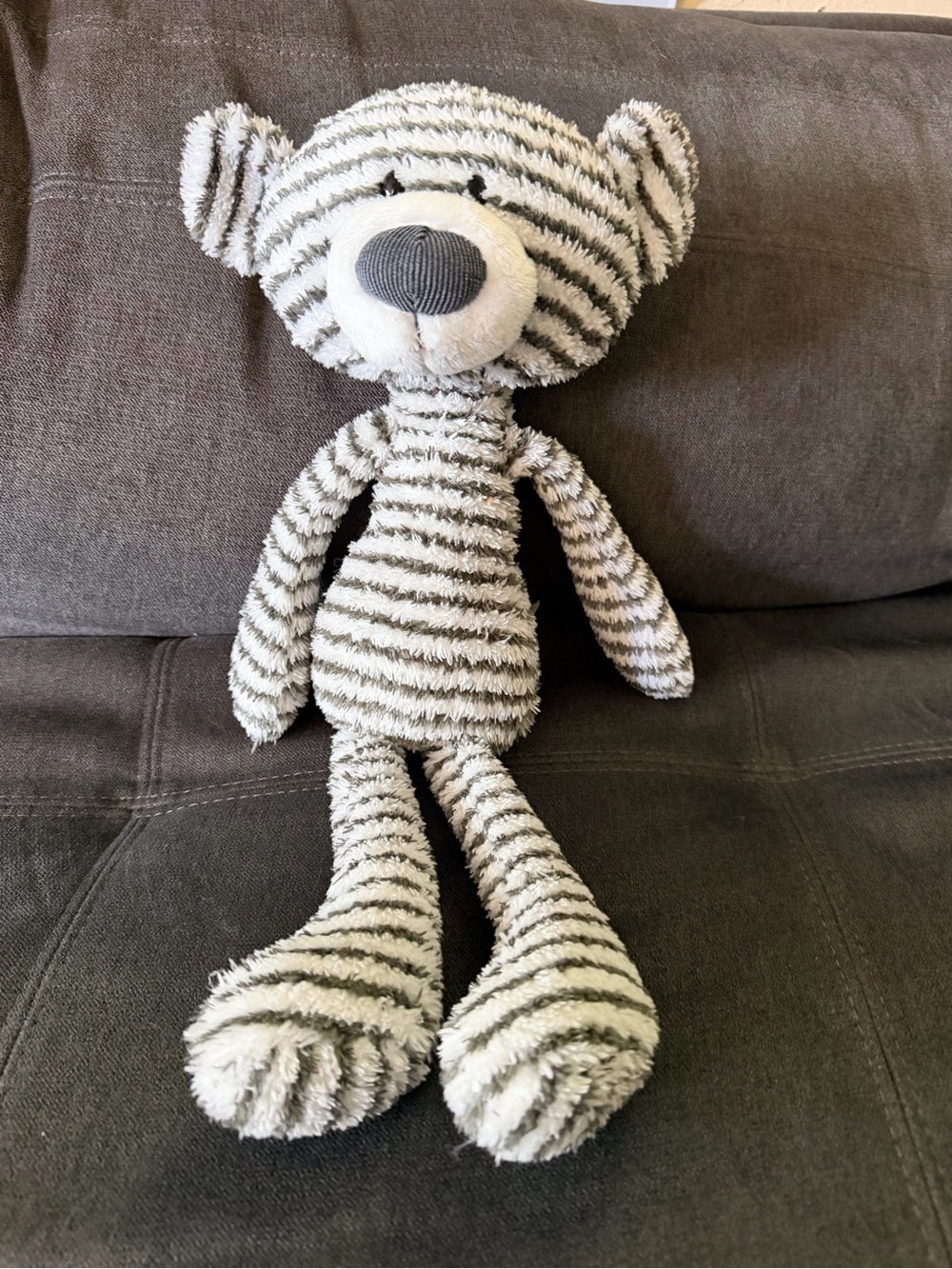 GUND Plush Striped Bear - Gray & White